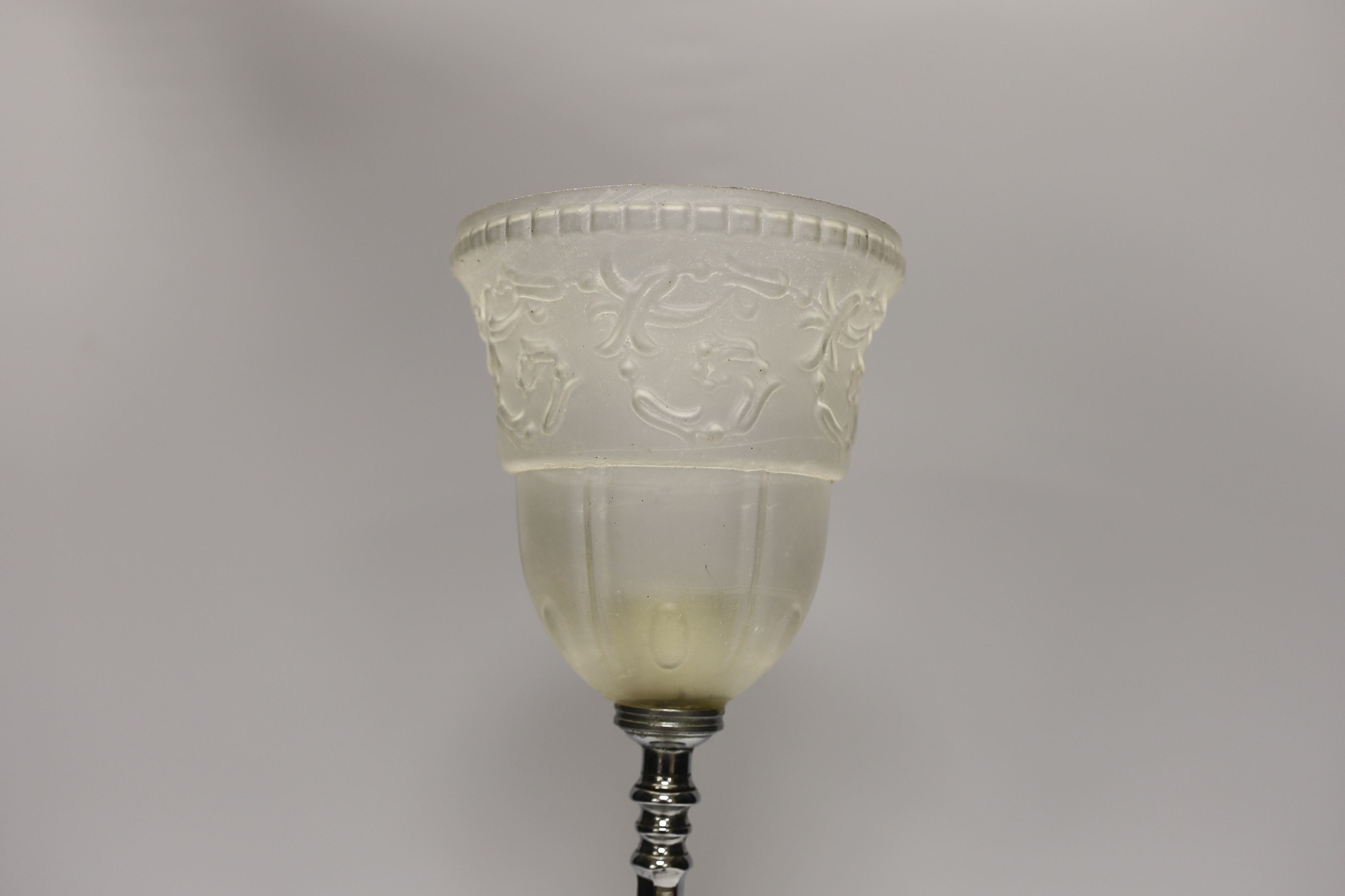 A chrome Pullman table lamp and shade, 42.5cm high